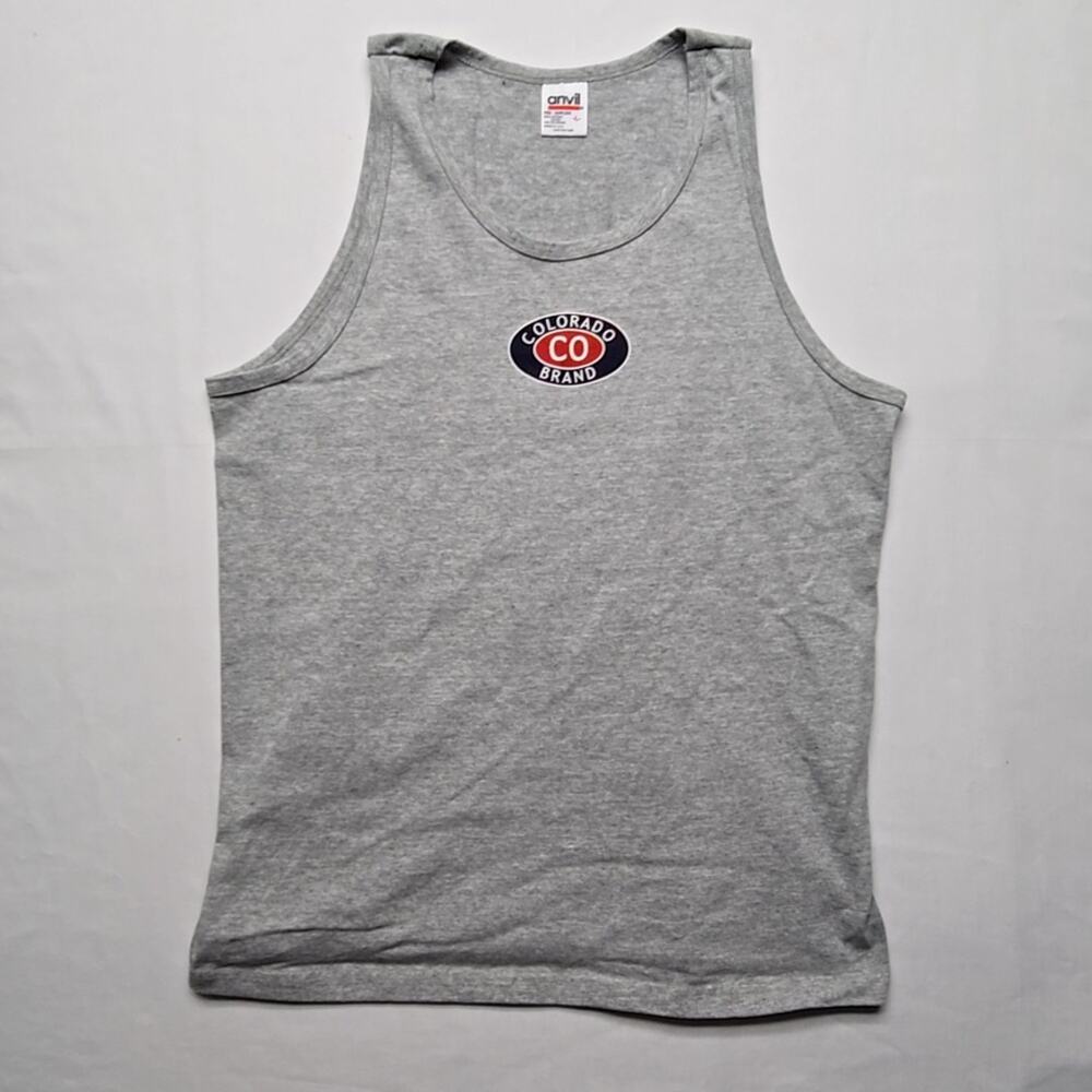 Vintage Colorado Brand Tank Top Gray Womens Large Graphic 90s